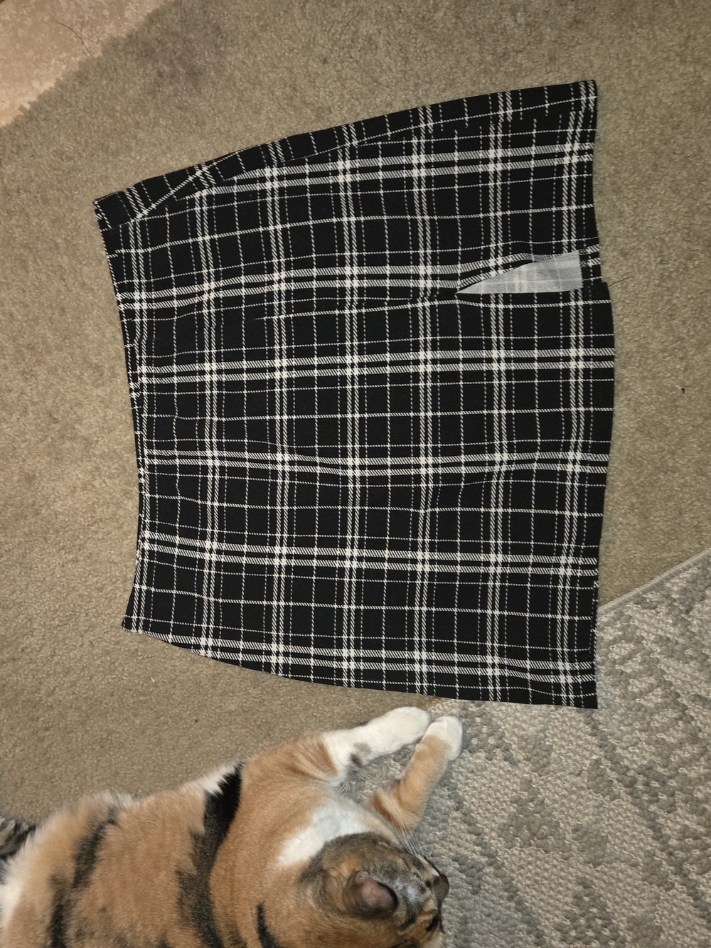 SHEIN Black and White Plaid Mini Skirt